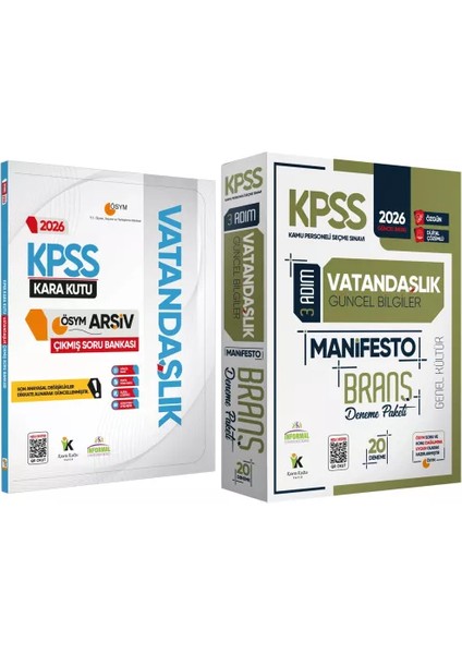 2026 Kpss Genel Kültür Vatandaşlık Kara Kutu Soru Bankası ve Manifesto Çözümlü Branş Deneme 2li Seti