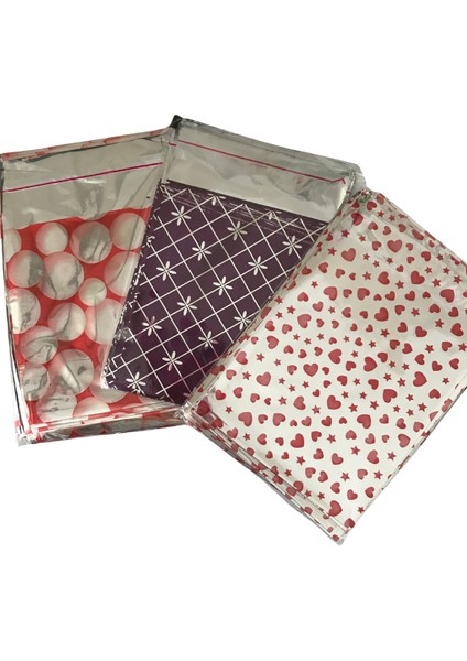 12X17 Hediye Paketi Bantlı Yapışkanlı Metalize 50 Adet modelleri