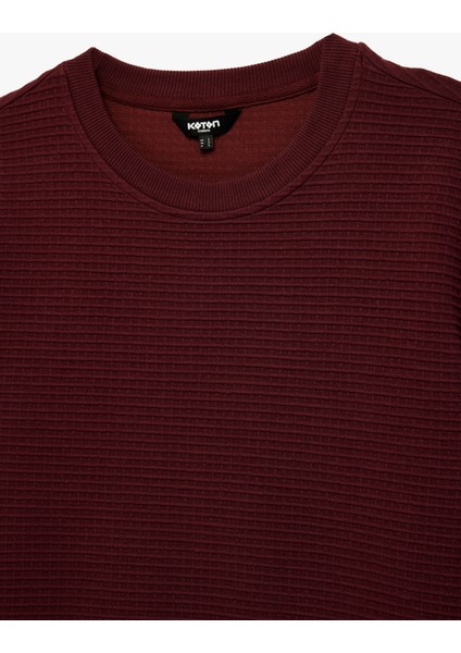 Regular Fit Uzun Kollu Dokulu Bisiklet Yaka Sweatshirt modelleri