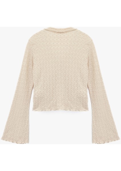 Slim Fit Uzun Kollu Düğmeli Dokulu Klasik Yaka Bluz fiyatları