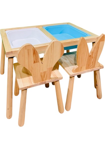 Ahşap Duyusal Çocuk Aktivite Masası Oyun Masası 2 Adet Ayı Sandalye fiyatları