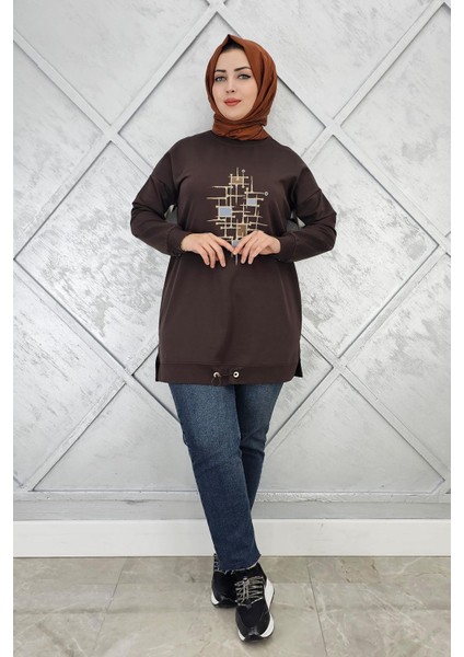 Kadın Baskı Detaylı Tesettür Tunik fiyatları