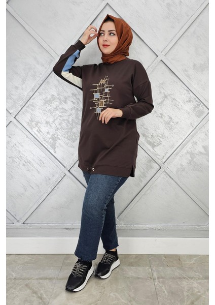 Kadın Baskı Detaylı Tesettür Tunik modelleri