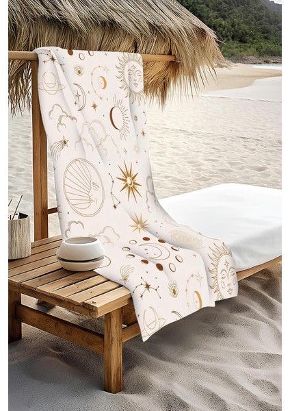 Dijital Baskı Plaj Deniz Havlusu Güneş ve Yıldız Desenli Peştamal HVL0083 modelleri