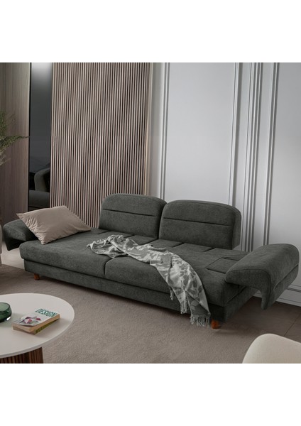 Lizbon Yataklı Sandıklı Koltuk Takımı 3+3+1+1 Antrasit