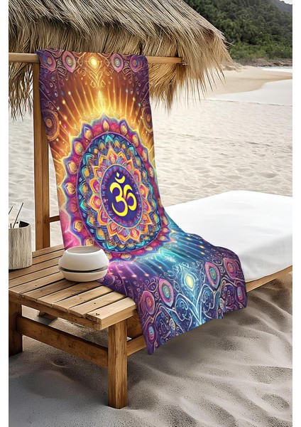 Dijital Baskı Plaj Deniz Havlusu Om Mandala Desenli Peştamal HVL0055 modelleri