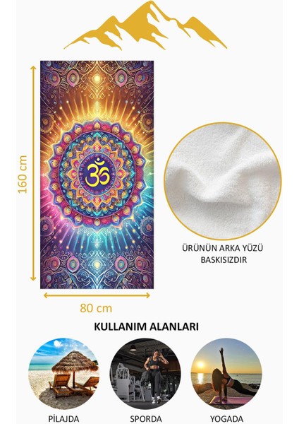 Dijital Baskı Plaj Deniz Havlusu Om Mandala Desenli Peştamal HVL0055 fırsatları