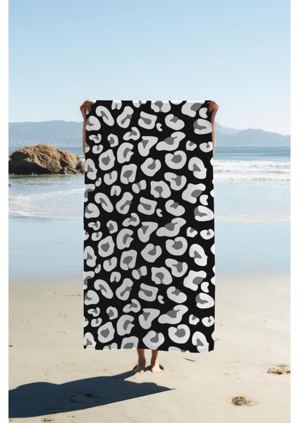 Dijital Baskı Plaj Deniz Havlusu Leoparlı Desen Peştamal HVL0018