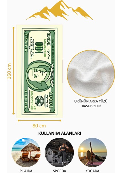 Dijital Baskı Plaj Deniz Havlusu Dolar Desenli Peştamal HVL0108 fırsatları