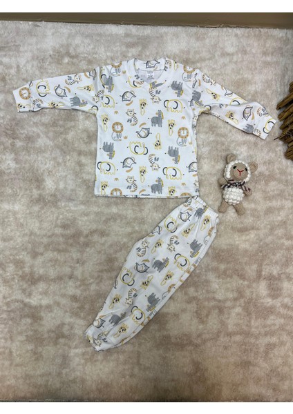 Sevimli Hayvan Desenli 2’li Çocuk Pijama Takımı – %100 Pamuk – 3-4 Yaş – Uzun Kollu Yumuşak Çocuk Pijaması