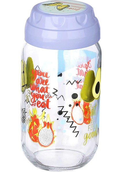 Vintage Dekoratif Desenli Cam Kavanoz 1000 ml - 33,8 Oz - Avokado modelleri