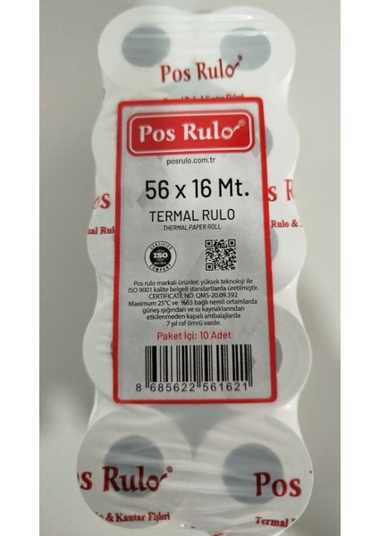 Termal Pos Rulo 56X16 500 Adet