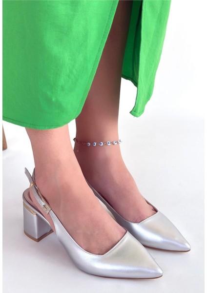 Buant Gümüş Cilt Topuklu Ayakkabı modelleri