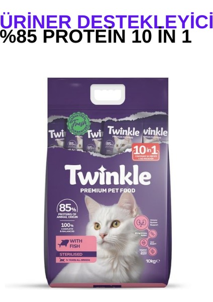 Balıklı Kısırlaştırılmış Kedi Maması 10KG 10X1 Sindirim ve Tüy Sağlığı Destekli Mama