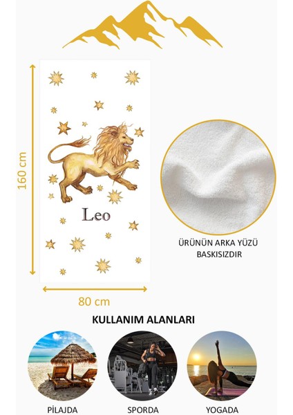 Dijital Baskı Plaj Deniz Havlusu Aslan Burcu Desenli Peştamal HVL0035 fırsatları