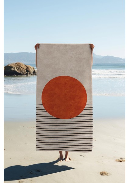 Dijital Baskı Plaj Deniz Havlusu Soyut Desenli Peştamal HVL0154