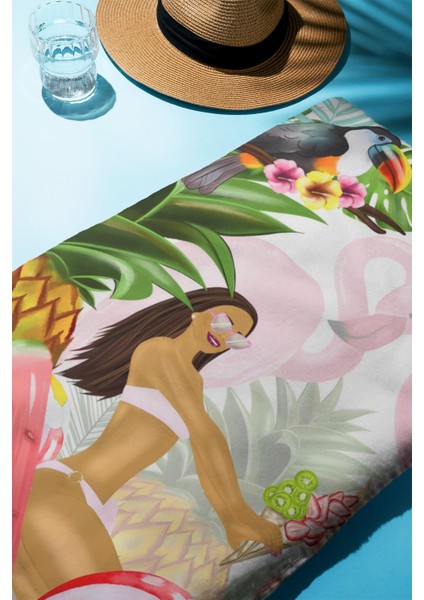Dijital Baskı Plaj Deniz Havlusu Tropical Desenli Peştamal HVL0168 fiyatları