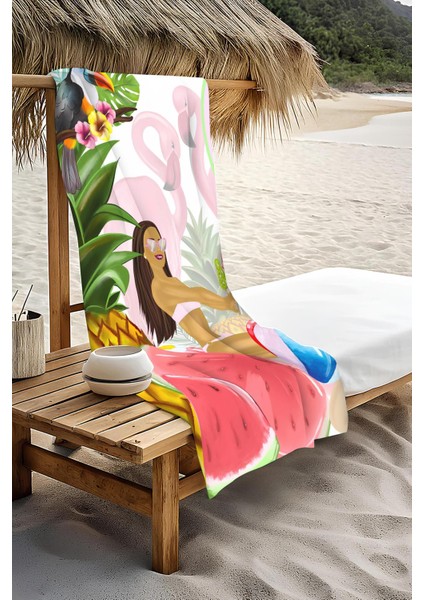 Dijital Baskı Plaj Deniz Havlusu Tropical Desenli Peştamal HVL0168 modelleri