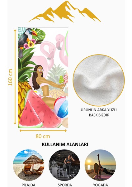 Dijital Baskı Plaj Deniz Havlusu Tropical Desenli Peştamal HVL0168 fırsatları