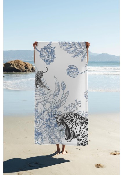 Dijital Baskı Plaj Deniz Havlusu Leopar Desenli Peştamal HVL0214