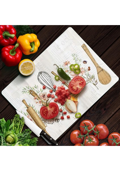Cam Kesme Tahtası ve Sunumluk Kitchenware Desenli 20 x 30 cm fiyatları