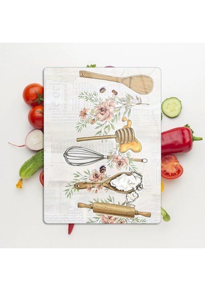 Cam Kesme Tahtası ve Sunumluk Kitchenware Desenli 20 x 30 cm modelleri
