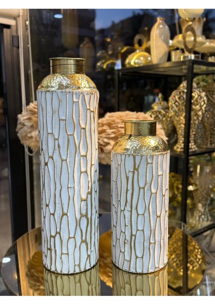 2'li Telkari Gold Metal Vazo 70-50 cm