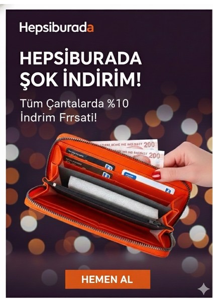 Kadın Nakit Para Bölmeli Turuncu Cüzdan