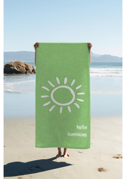 Dijital Baskı Plaj Deniz Havlusu Hello Sunshine Desenli Peştamal HVL0004