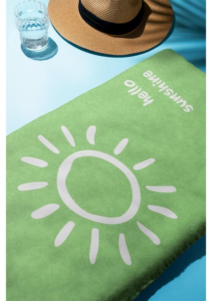 Dijital Baskı Plaj Deniz Havlusu Hello Sunshine Desenli Peştamal HVL0004 fiyatları