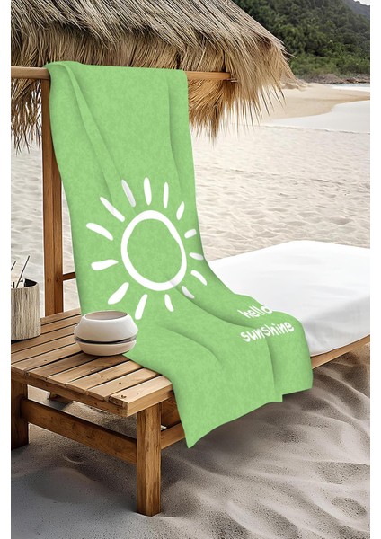 Dijital Baskı Plaj Deniz Havlusu Hello Sunshine Desenli Peştamal HVL0004 modelleri