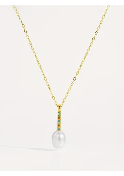 925 Ayar Ocean Pearl Inci Detaylı 18K Altın Kaplama Gümüş Kolye modelleri