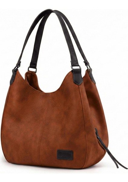 Myra Kadın Kiremit Turuncu Pu Deri Günlük Omuz Çantası Yumuşak Tote El Çantası