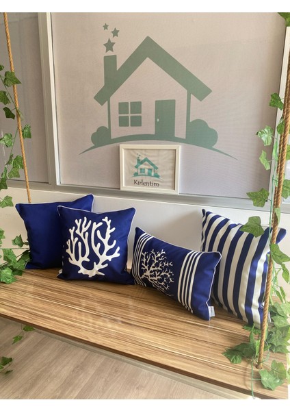 E461-E143-İNCE Çizgi-Düz Lacivert Beyaz Kırlent 4lü Kombin fırsatları