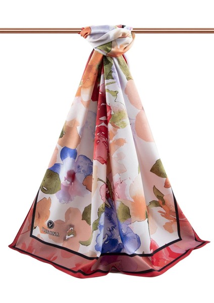 Lüks Medine Ipeği Çiçek Desenli Bej - Bordo Renkli 75X195 Kırışmaz Şal Moss Krep Dikiş Tipi Italyan Dikişli fiyatları