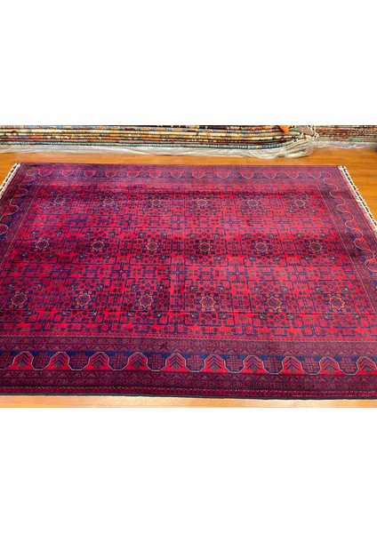 El Dokuma Afgan Halı Yıldız Desenli Bordo Renk 6 Metre Kare fırsatları