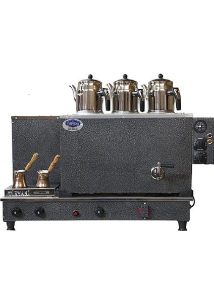 3 Demlikli Statik Tam Otomatik Çay Kazanı (Gaz+Elk) Semaver Çaymakinesi CE BELGELİ