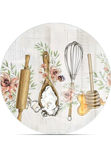 Cam Sunum Servis Tabağı 3'lü Yuvarlak Set Kitchenware Desenli fırsatları