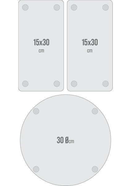 Cam Sunum Servis Tabağı 3'lü Yuvarlak Set Kitchenware Desenli