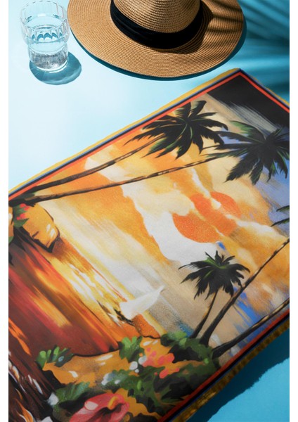 Dijital Baskı Plaj Deniz Havlusu Tropical Desenli Peştamal HVL0026 fiyatları