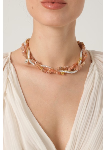 Incili ve Güneş Taşlı Kolye fiyatları