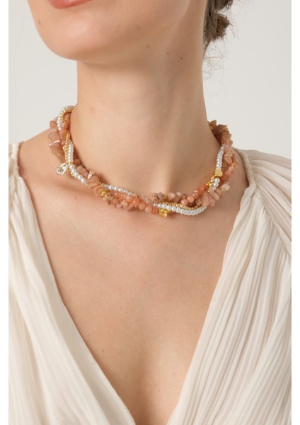 Incili ve Güneş Taşlı Kolye fırsatları