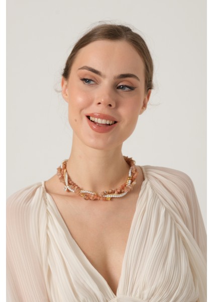 Incili ve Güneş Taşlı Kolye indirimleri