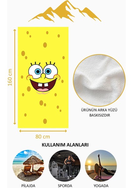 Dijital Baskı Plaj Deniz Havlusu Sünger Bob Desenli Peştamal HVL0024 fırsatları