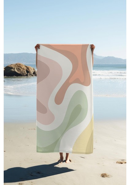 Dijital Baskı Plaj Deniz Havlusu Soyut Desenli Peştamal HVL0221