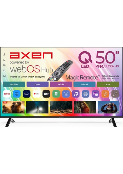 50'' AX50QMN252C-S Frls UHD Manyas QLED Webos 2.0 Siyah