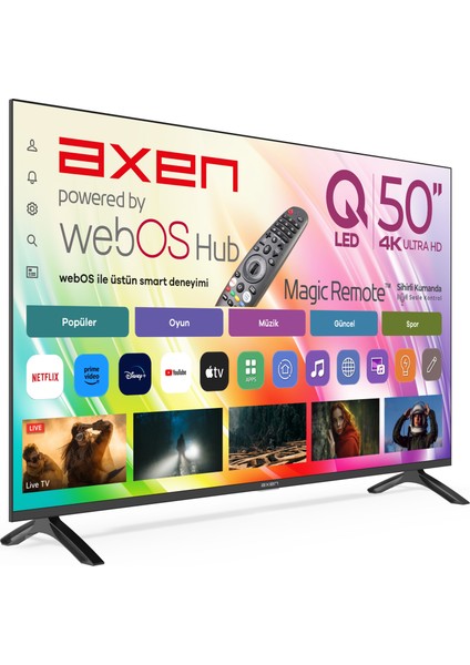 50'' AX50QMN252C-S Frls UHD Manyas QLED Webos 2.0 Siyah fiyatları