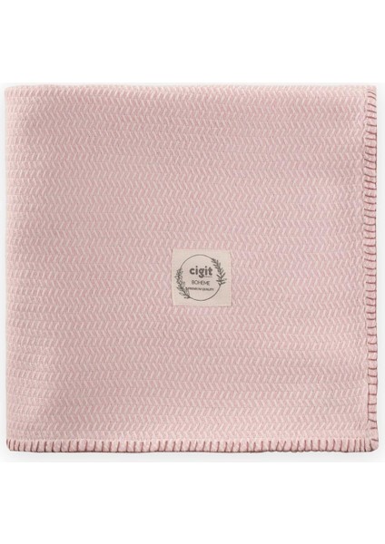 Çoban Dikişli Battaniye 93X100 cm (+/- 3 cm ) Pudra Pembe