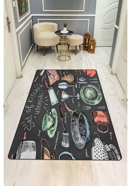 Kitchen Desenli Dijital Baskı Kaymaz Taban Mutfak Halısı H0054 fiyatları