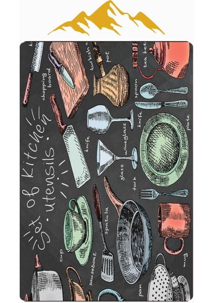 Kitchen Desenli Dijital Baskı Kaymaz Taban Mutfak Halısı H0054 modelleri